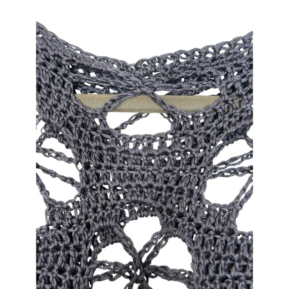 Crochet Summer Top Floral Knit handmade Boho hippie Blue Crop Top - Picture 6 of 8